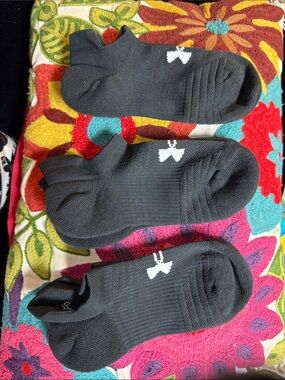 Under Armour Black Ankle Socks with White Logo - Women's